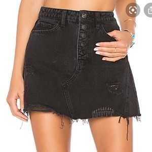 Free People Black Denim Mini Skirt 24 XS